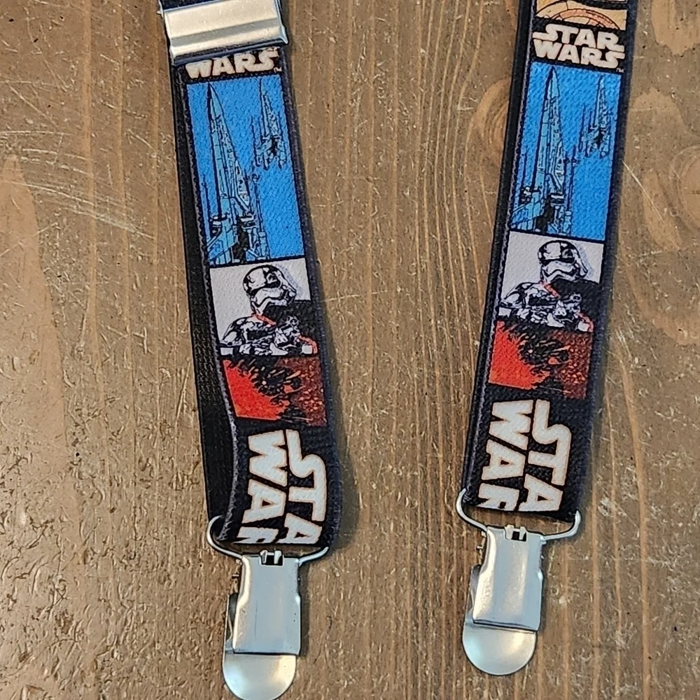 Star Wars Elastic Adjustable Clip-on Kids Suspenders Great Condition Multi-Color